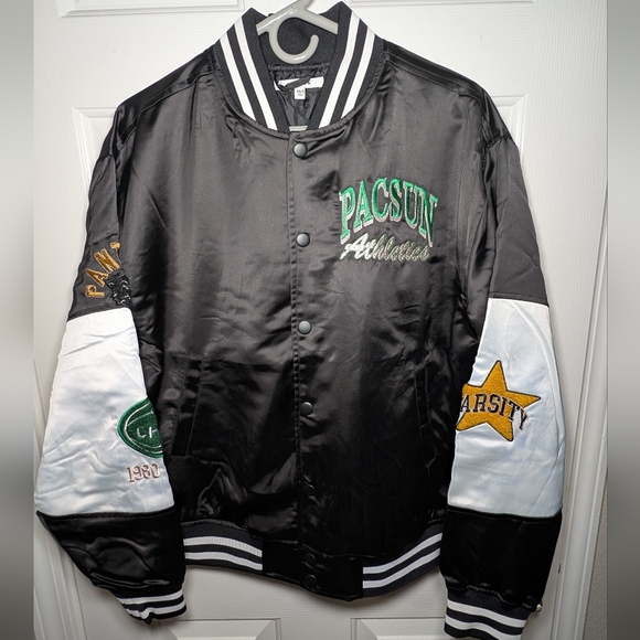 NWT PacSun Black Athletic Varsity Jacket - Picture 2 of 8